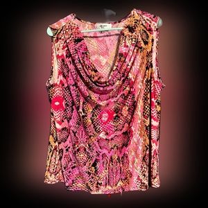 Jones Studio New York Pink Gold Snake Reptile Animal Print Sleevless Tank 20W